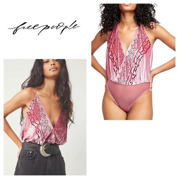 Free People Tops - FP Talk bodysuit red velvet, size L, new